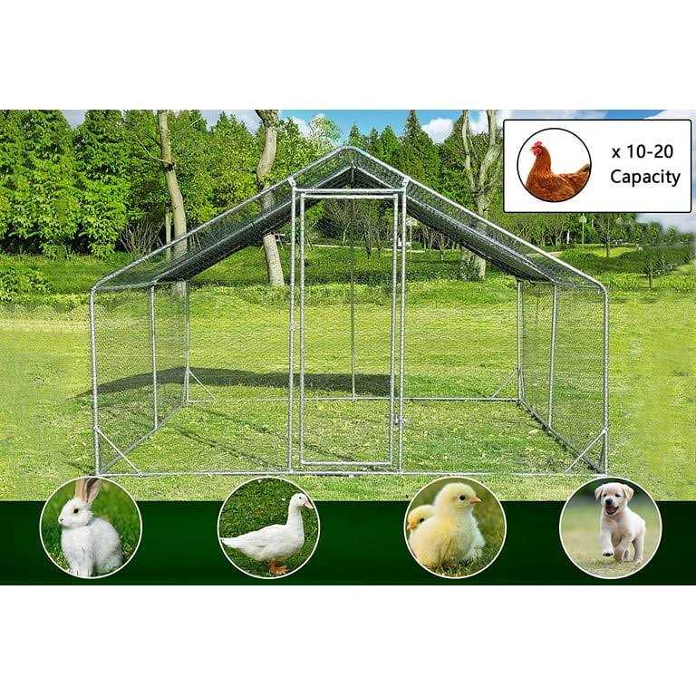 Large Metal Chicken Coop with Water-Resident Wire Mesh W283653