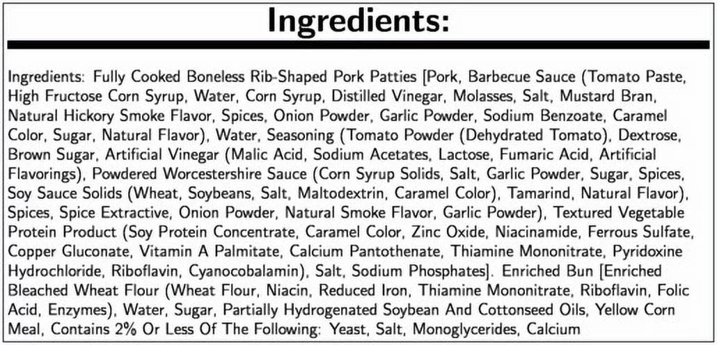 6.5oz Pork Rib Sandwich (PACK OF 12) U53407
