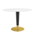 Oval Wood Metal Gold White Dining Table J312770