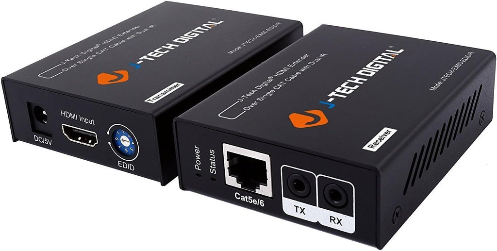 HDMI Extender by Single Cat 5E/6/7 up to 200ft with Dual IR and EDID Support Pack of 2 X2856