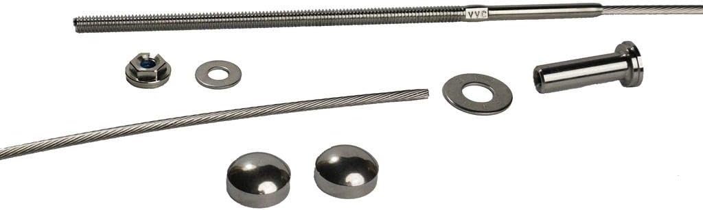 Stainless Steel Cable Railing Installation Kit for Deck Railing for 4x4 and 6x6 Posts, 1/8 Inch Cable, 25 Feet with Long Terminals and Stainless Chamfer Caps Q784