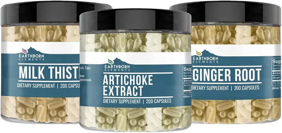 Artichoke Milk Thistle Ginger Root 200 Capsules D3292