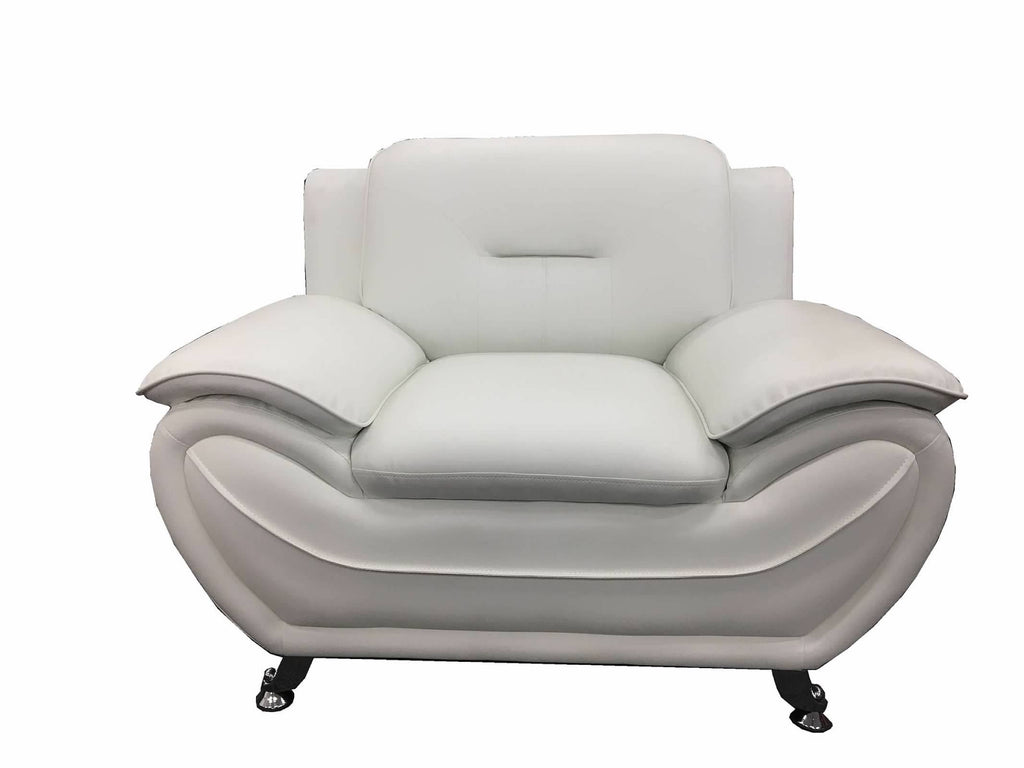 White Leatherette Sofa Set Chair S156627