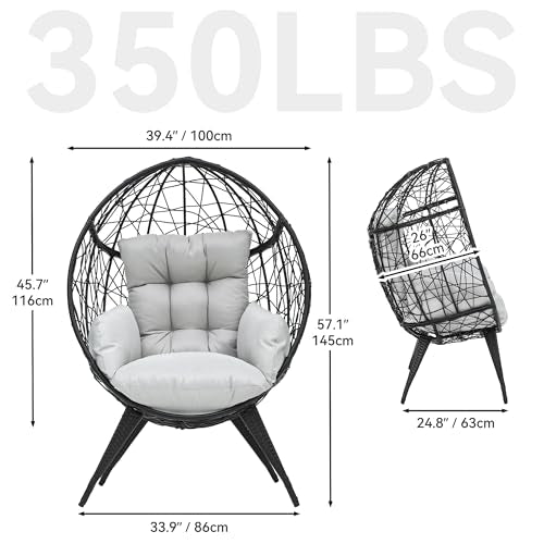 Large Wicker Egg Chair with Stand and Cushion I7784