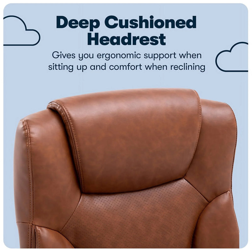 Executive Office Chair Cognac Bonded Leather A120