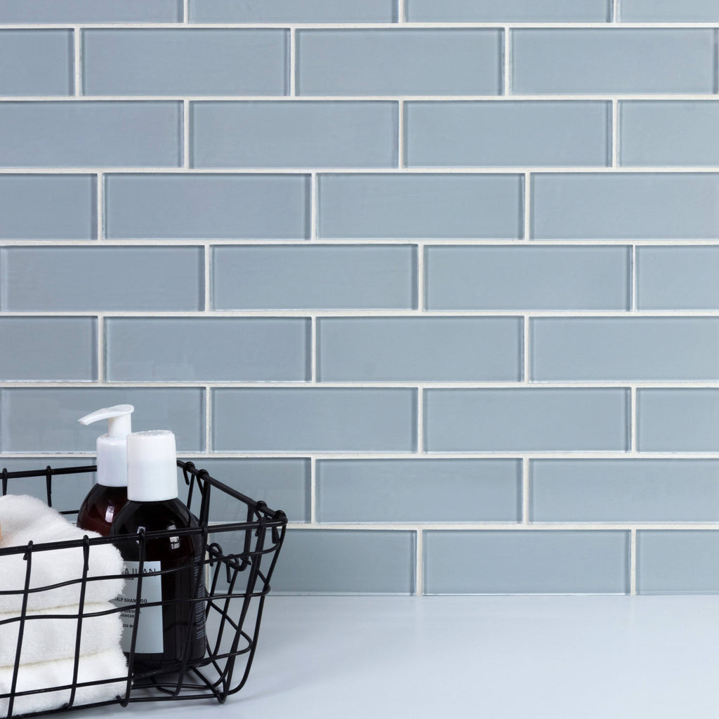 Moonlight Gray Glass Mosaic Subway Tile, 5 Square Feet per Carton H41675