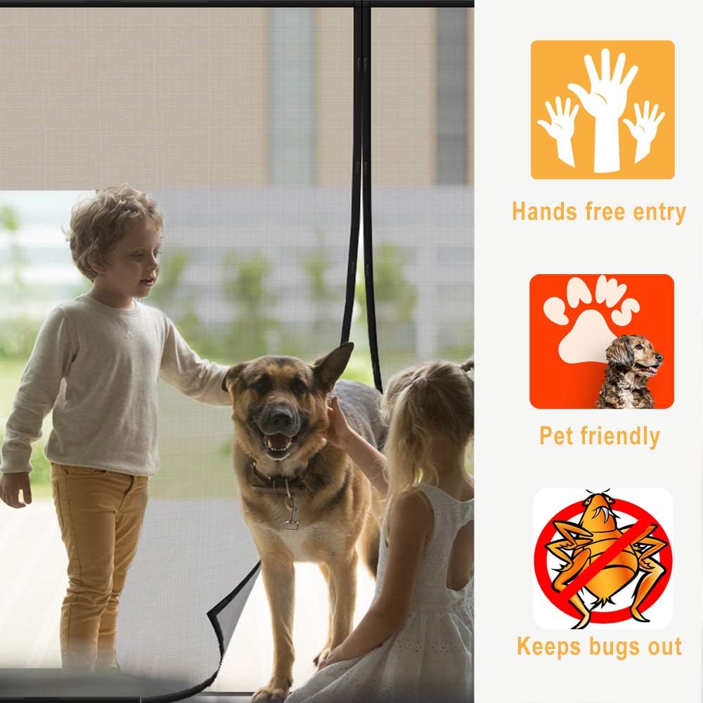 Magnetic Garage Door Screen 16x7FT Fiberglass Mesh C917