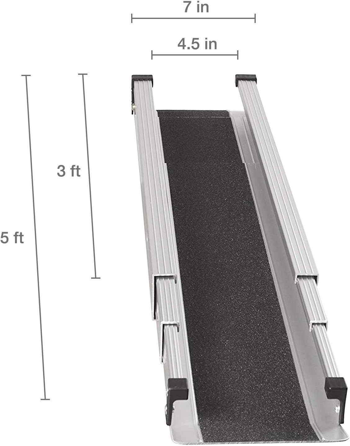 Portable Adjustable 3-5 Ft Wheelchair Ramp with Storage Bag O6601
