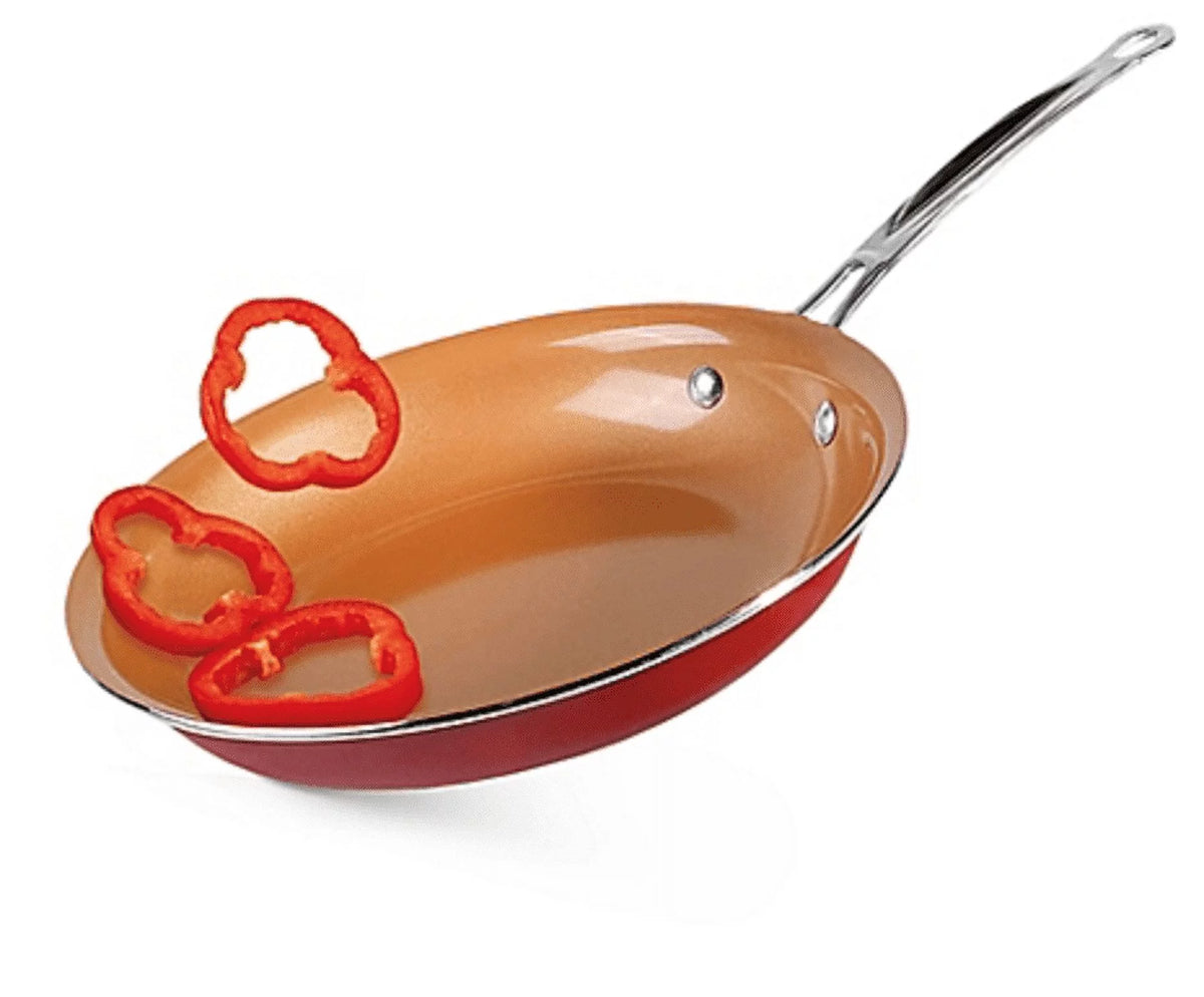 12" Red Copper Fry Pan N9528