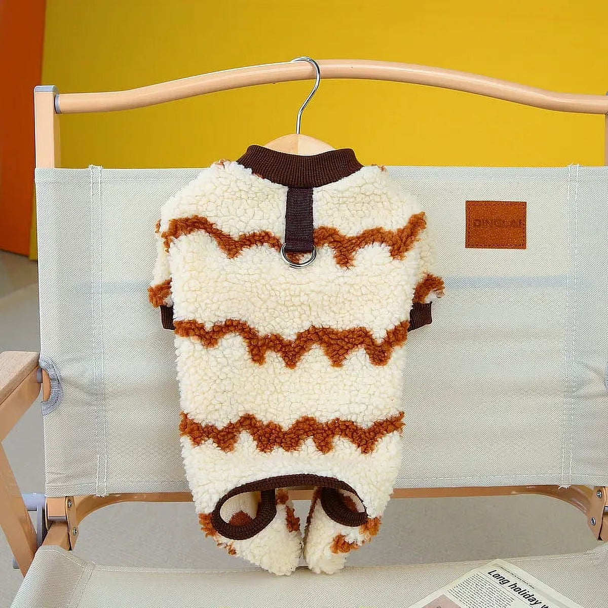 Beige Brown Coral Velvet Four-Legged Dog Jumpsuit G287