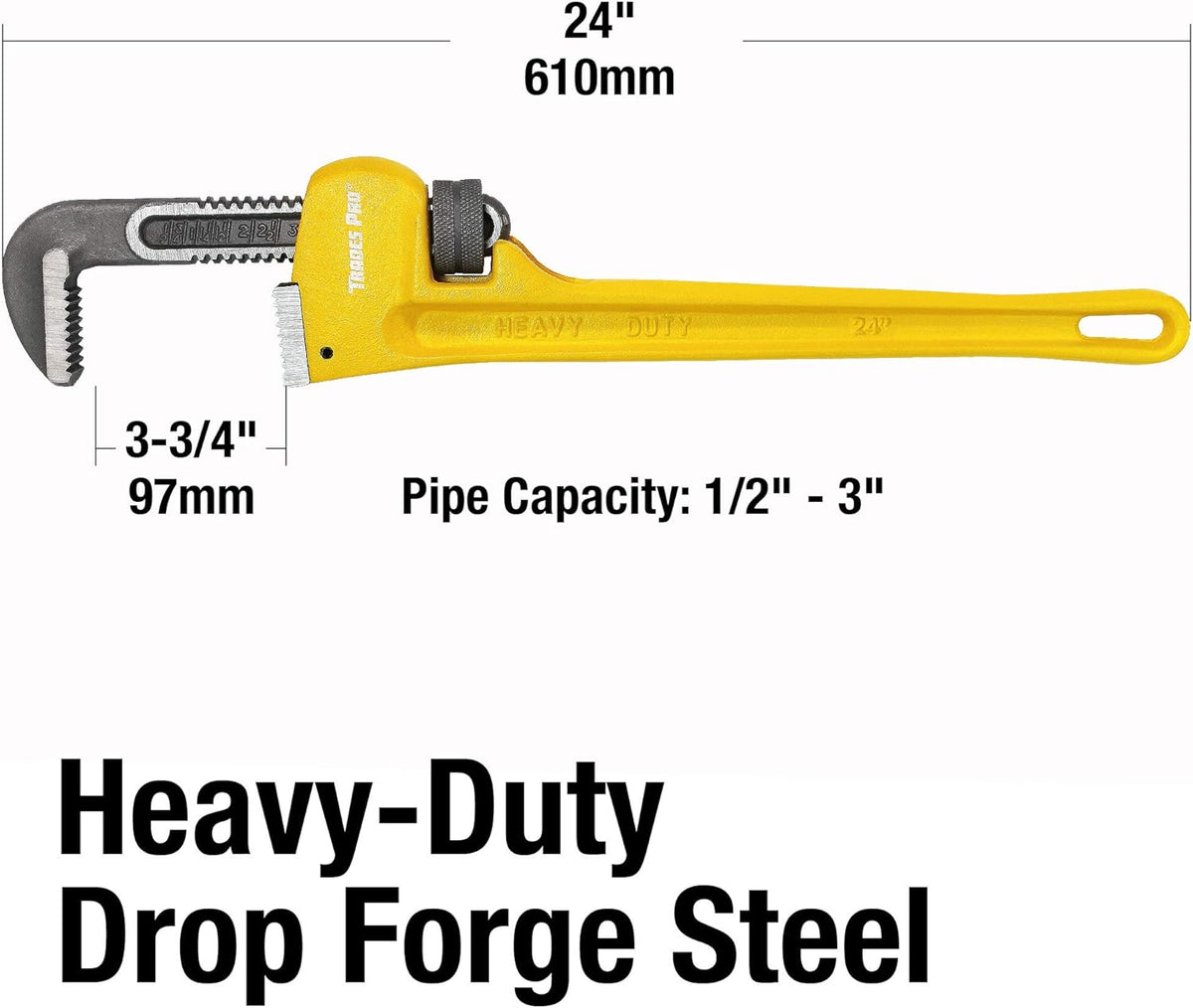 14-Inch Heavy Duty Pipe Wrench, Yellow - Pack of 2 M284788