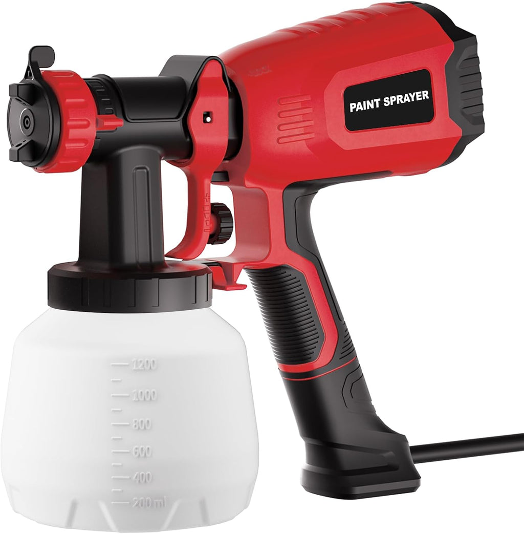 700W Electric Paint Sprayer with 1200ml Container, 4 Nozzles, 3 Patterns (Red) S7557