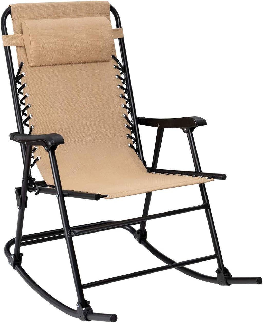 Beige Outdoor Folding Zero Gravity Rocking Chair Q37195