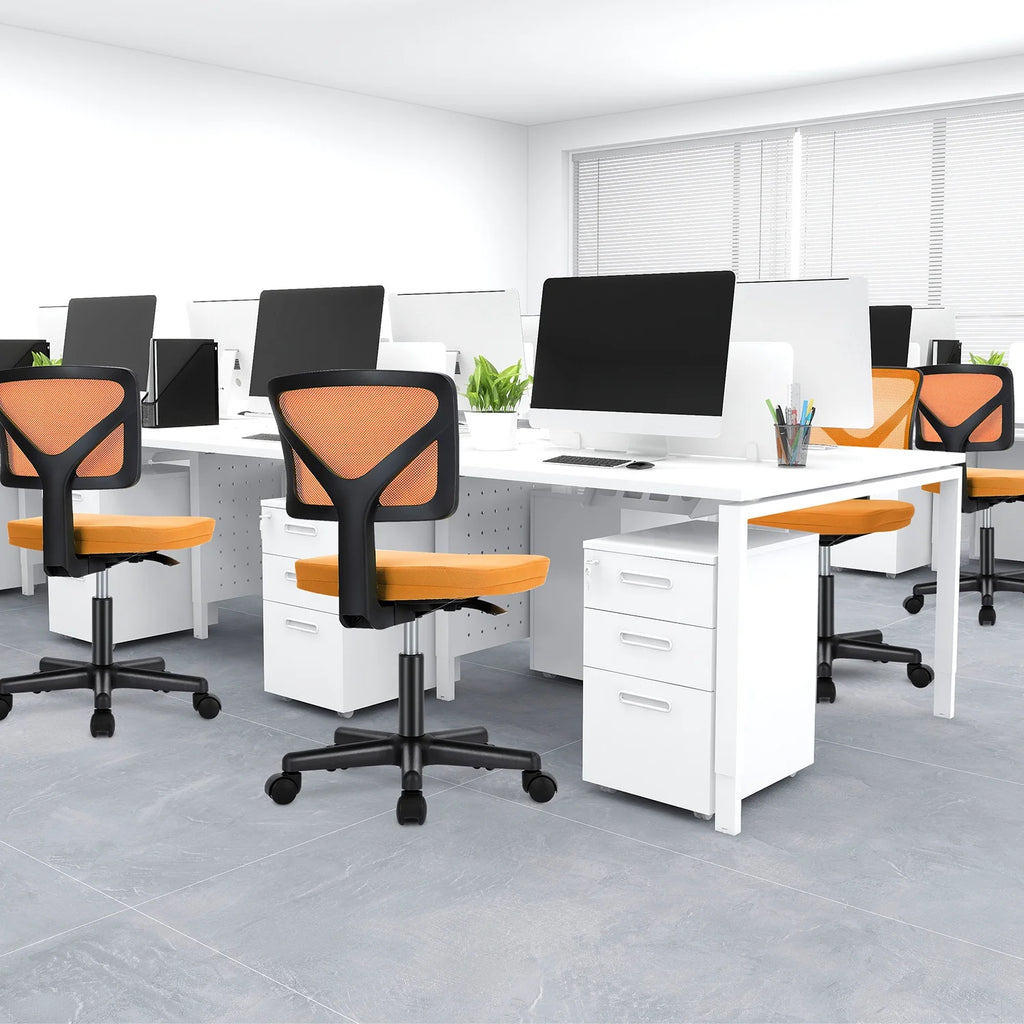 Armless Height Adjustable Orange Office Chair Y653668