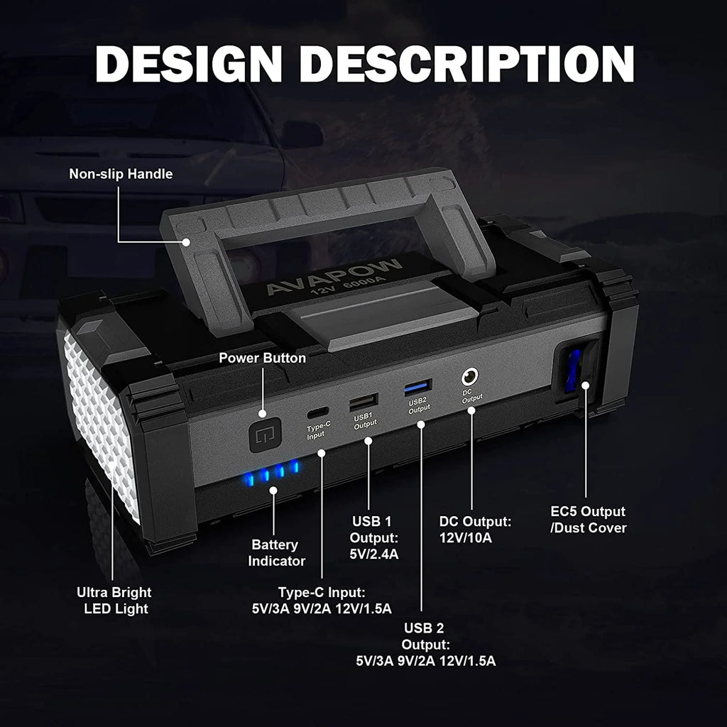 6000A Car Battery Jump Starter K3582
