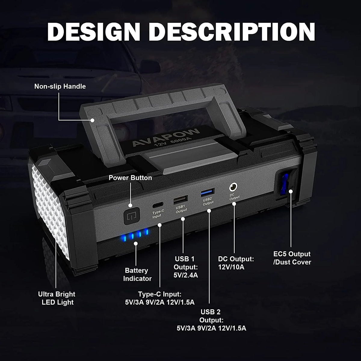 6000A Car Battery Jump Starter K3582