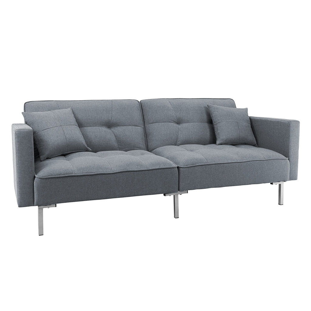 Dark Gray Linen Convertible Folding Futon Sofa Bed S6746
