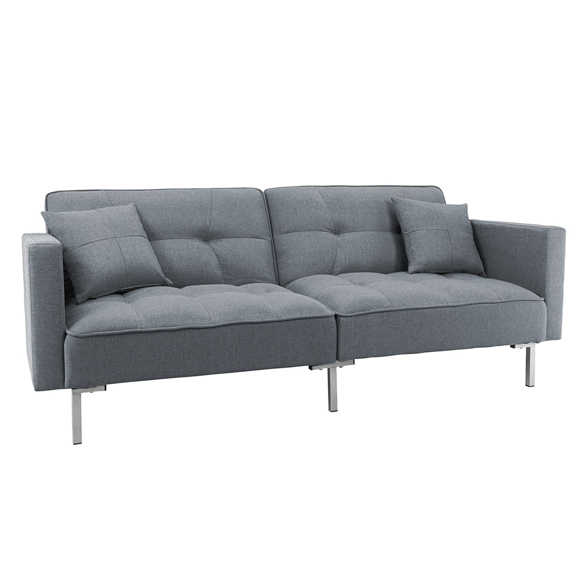 Dark Gray Linen Convertible Folding Futon Sofa Bed S6746