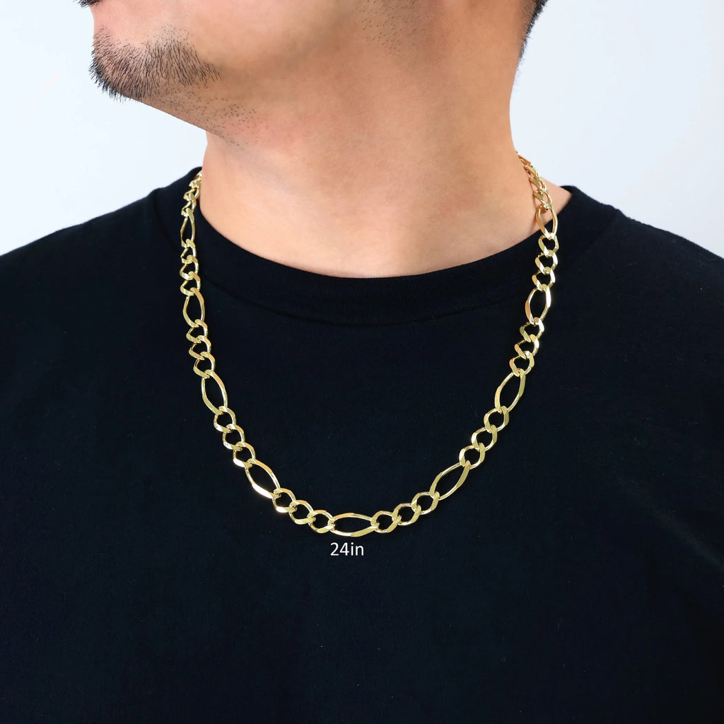 14k Yellow Gold Solid Figaro Chain Link Necklace 18" - 30" N3821