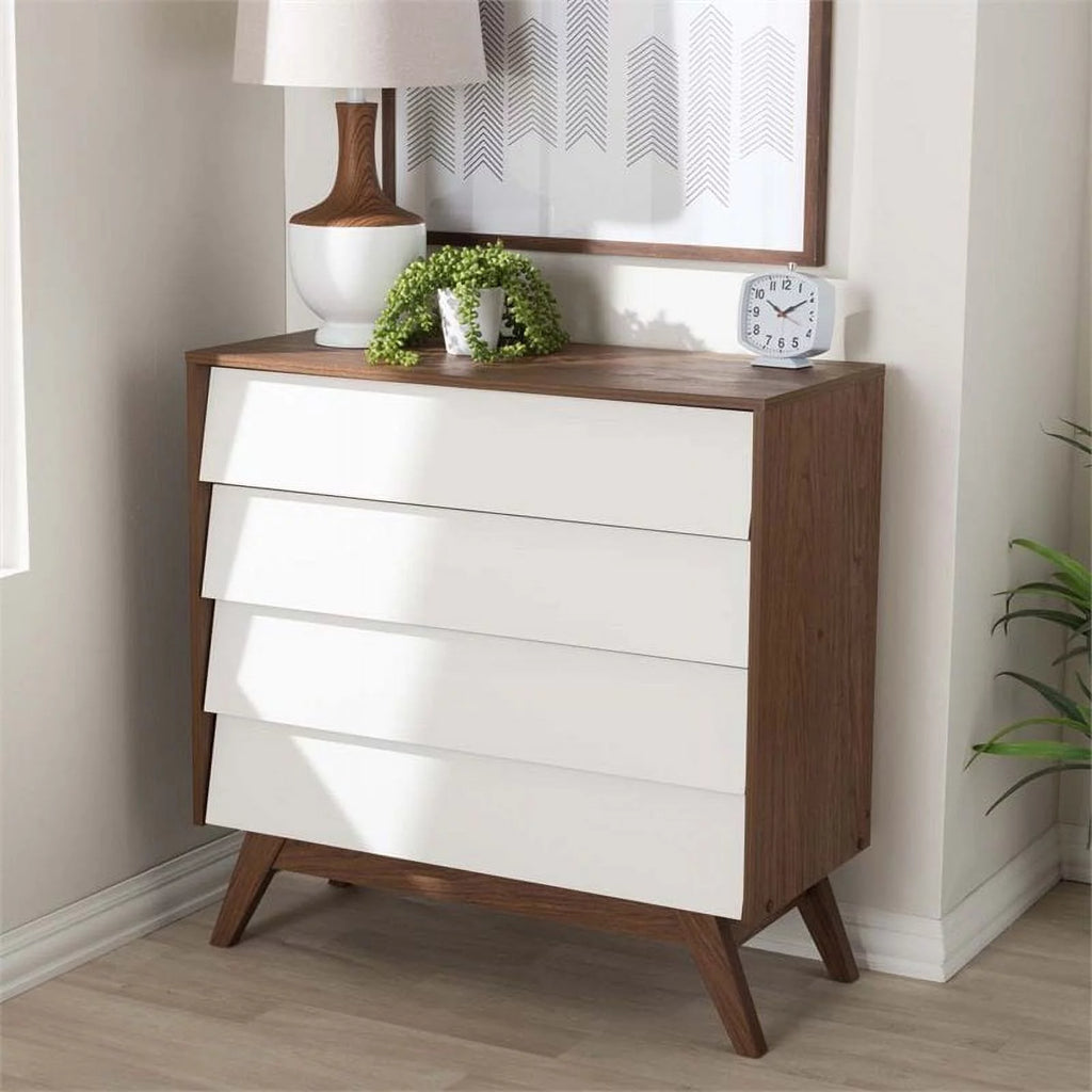 4 Piece 4 Drawer Chest 6 Drawer Dresser and 2 Nightstands J7046