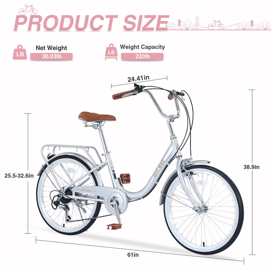 22 Aluminum Alloy 7 Speed Purple City Bike C159906