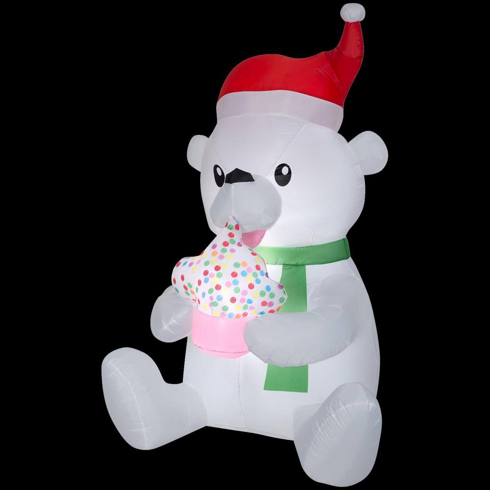 Animated Polar Bear Inflatable with Cupcake X3604