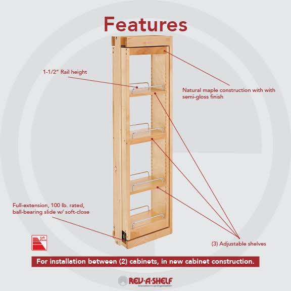 6 in. W x 42 in. H Pull-Out Between Cabinet Wall Filler with Soft-Close P99450