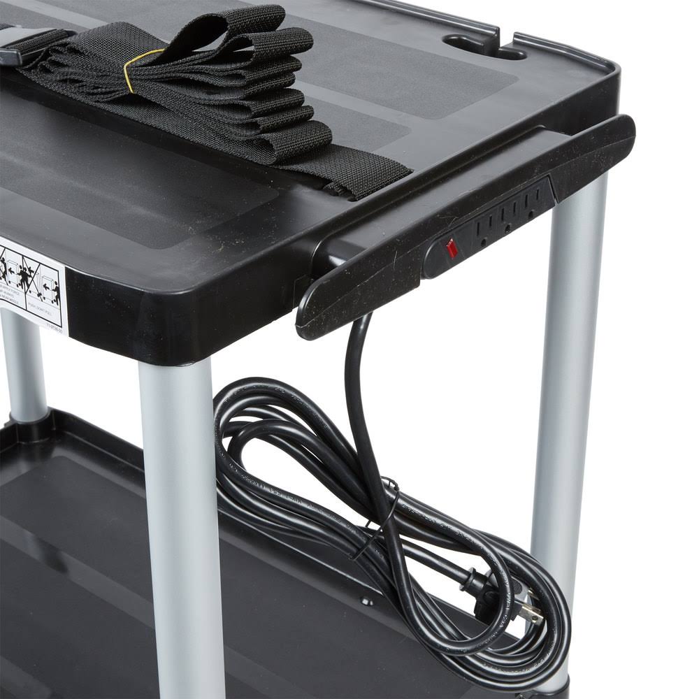 Black Three-Shelf AV Cart with Cabinet H2382