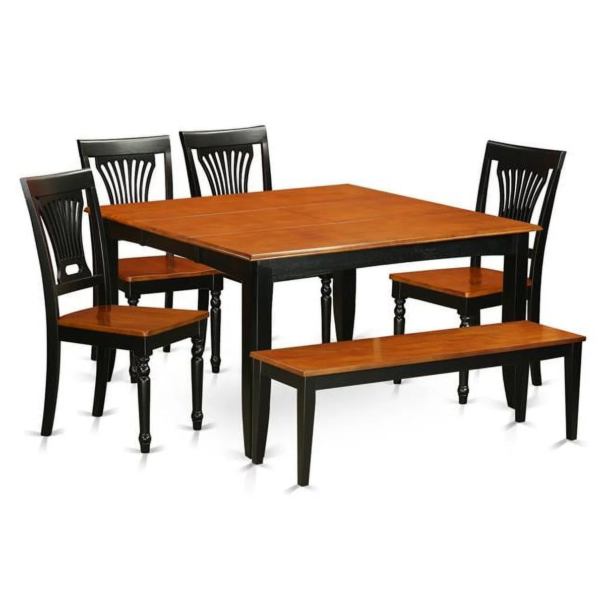 Black 6 Piece Dining Room Set Table 4 Chairs Bench K573
