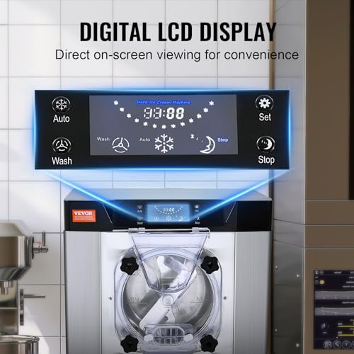 Commercial Ice Cream Machine 1400W 20/5.3 Gph Hard Serve Ice Cream Maker with LED Display A13501
