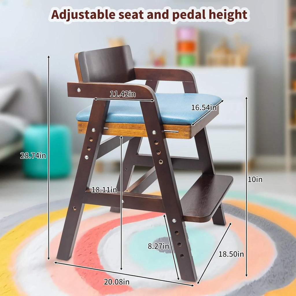 Wooden Adjustable Toddler High Chair with Waterproof Cushion E3925