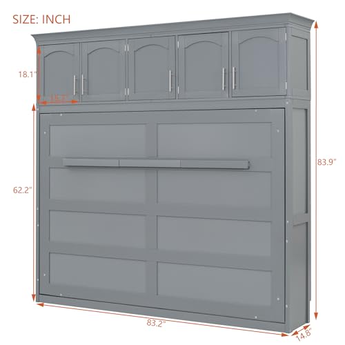 Full Size Murphy Bed with Top Cabinets and Pneumatic Lift F29950