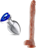 Metal Anal Butt Plug + 17.3 Inch Dildo F473