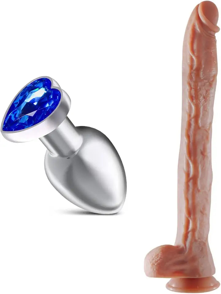 Metal Anal Butt Plug + 17.3 Inch Dildo F473