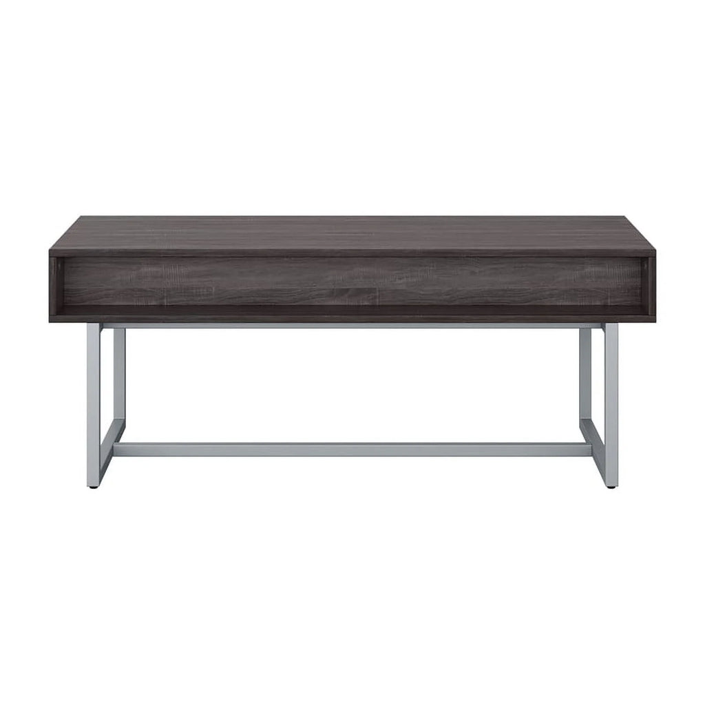 Gray Engineered Wood Single Drawer Coffee Table with Cubby Storage G7150