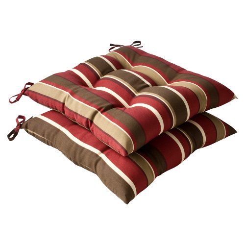 Stripe Indoor/Outdoor Tufted Chair Seat Cushion with Ties, 2 Count X91072
