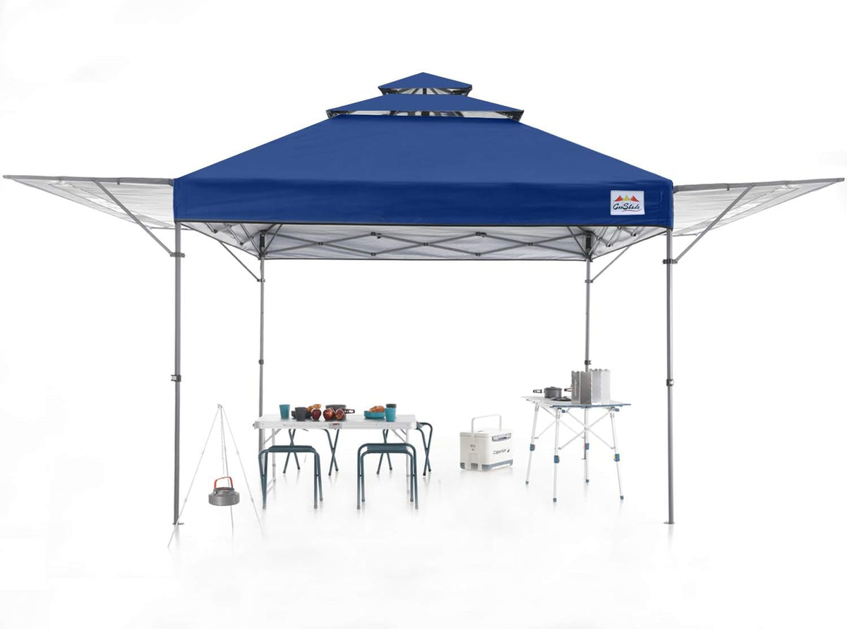 10x17 Instant Pop Up Canopy Tent with Ventilation and Adjustable Dual Half Awnings Black I743680