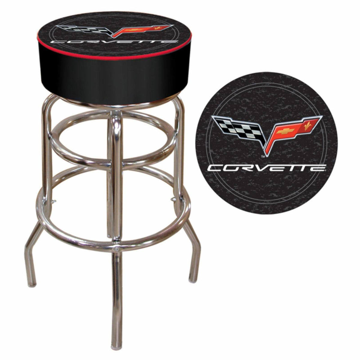 Black Padded Swivel Bar Stool K9148