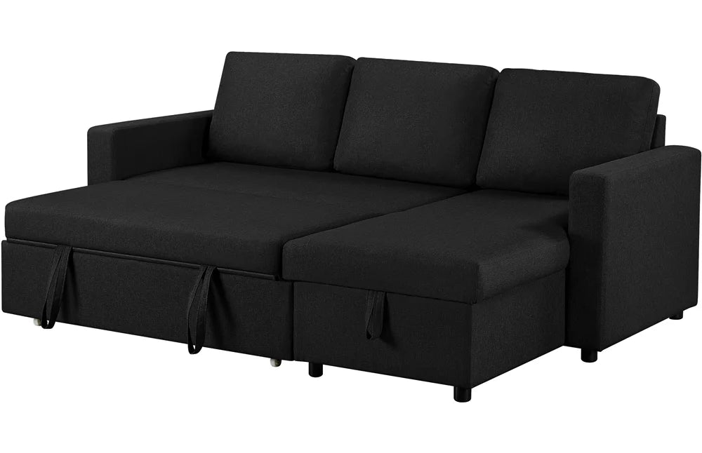 Dark Gray Reversible L-Shaped Sectional Sofa with Pull Out Bed X798
