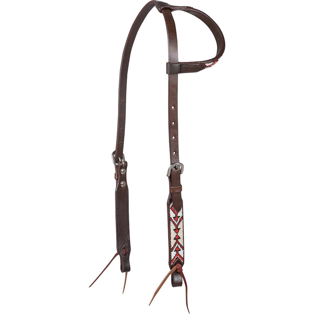 White Beaded Slip Ear Headstall F403