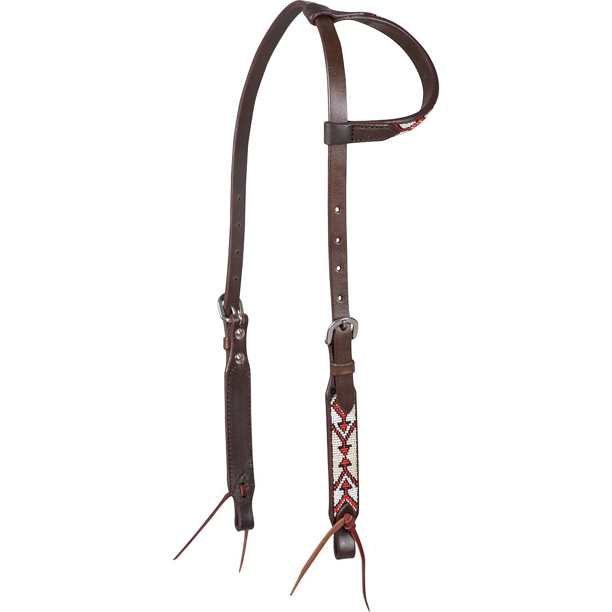 White Beaded Slip Ear Headstall F403