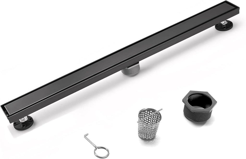 Matte Black Stainless Steel Rectangle Shower Drain, Pack of 2 L113194