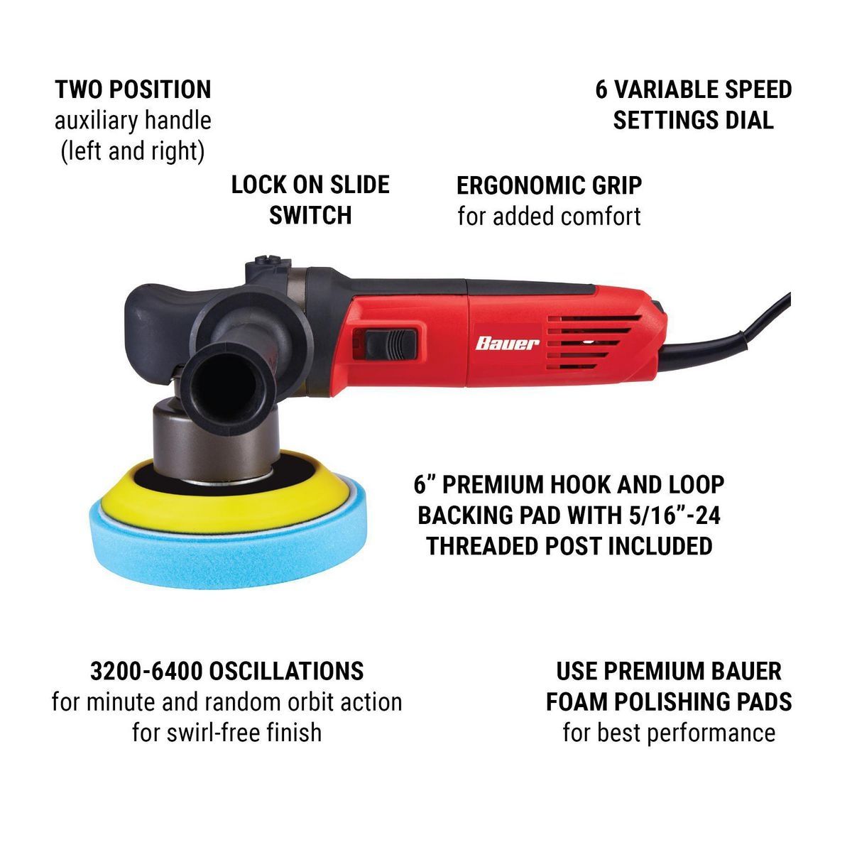 5.7 Amp 6 in. Random Orbit Polisher/Sander I508129