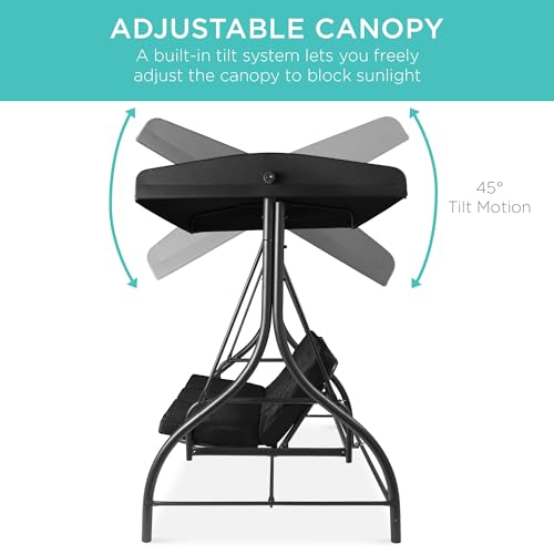 3-Seat Outdoor Canopy Swing Glider with Removable Cushions U5440