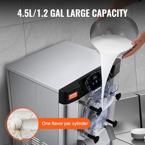 Commercial Ice Cream Machine 1400W 20/5.3 Gph Hard Serve Ice Cream Maker with LED Display A13501