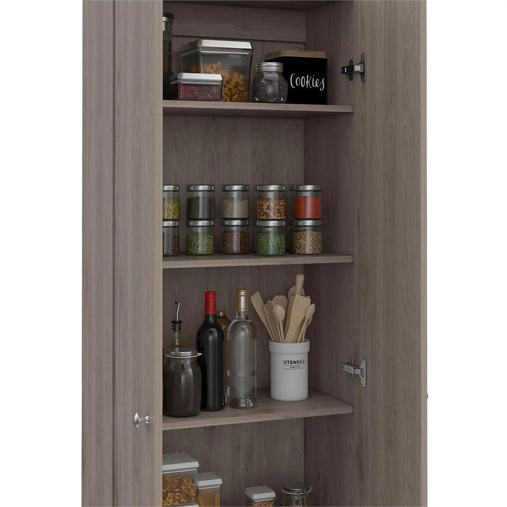 2 Piece Wood Two-Door Pantry Cabinet Set in Light Gray Z11327