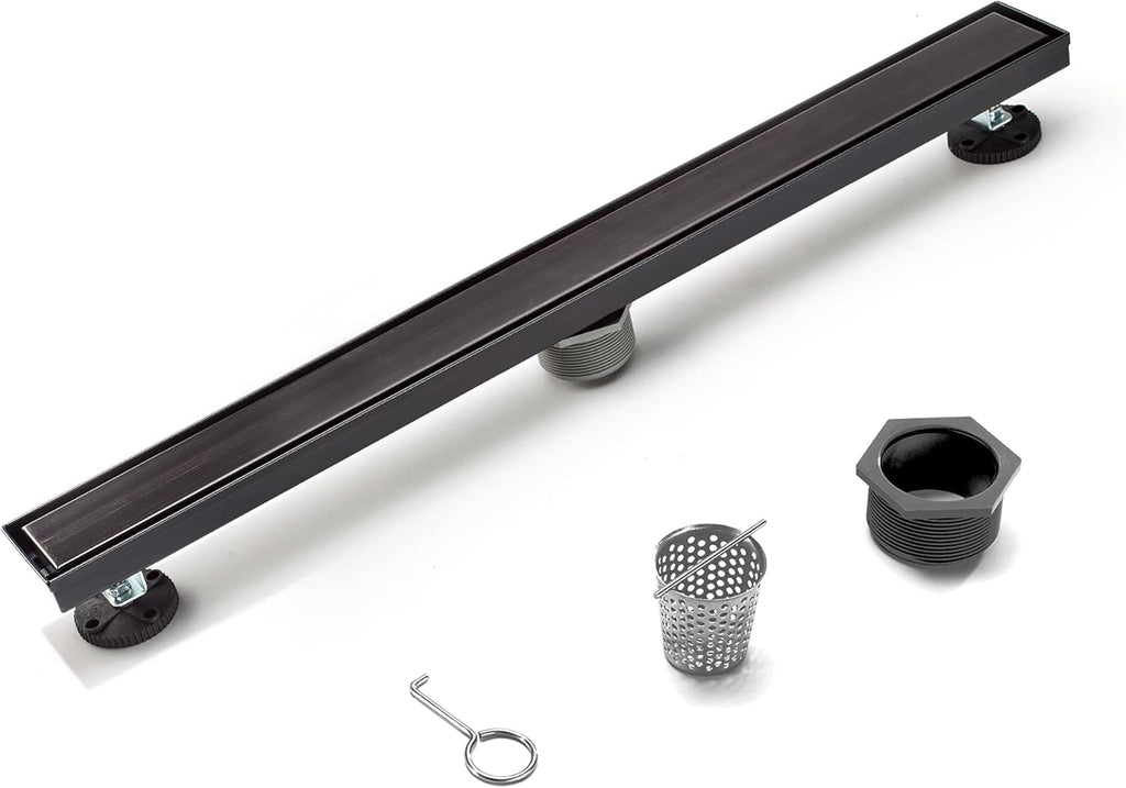 Matte Black Stainless Steel Rectangle Shower Drain, Pack of 2 L113194