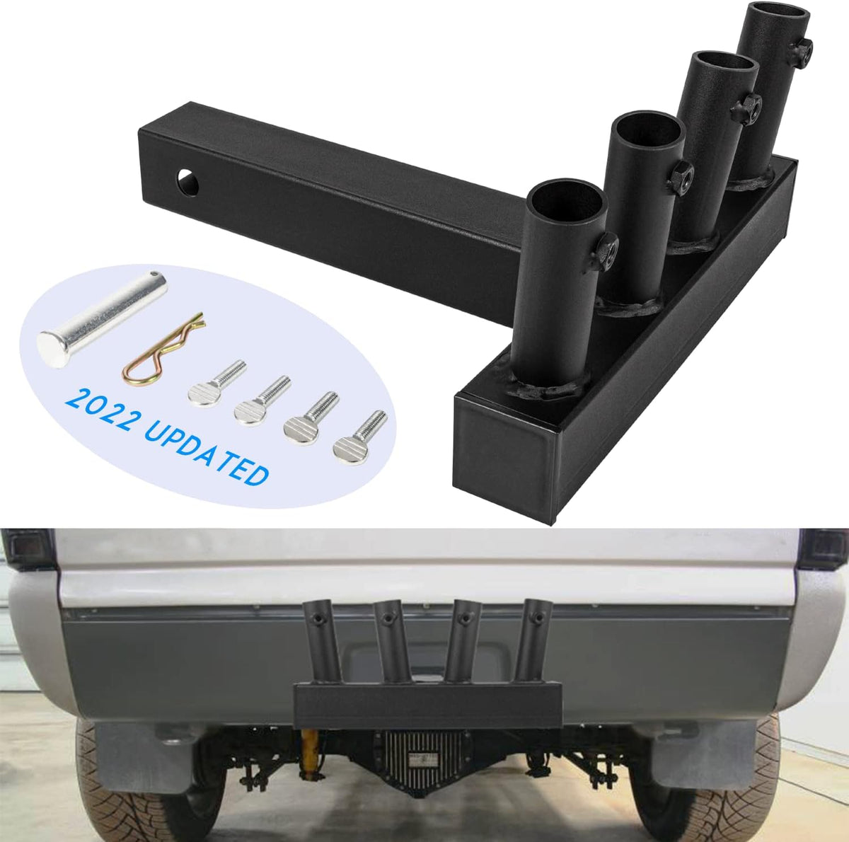 Universal Four Flagpole Holder for 2 inches Hitch Receivers with Hitch Pin I215