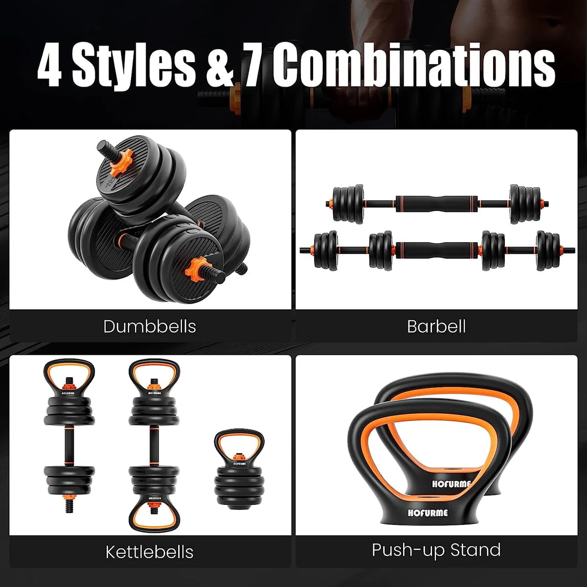 77 lbs Adjustable Dumbbell Set Black I91516