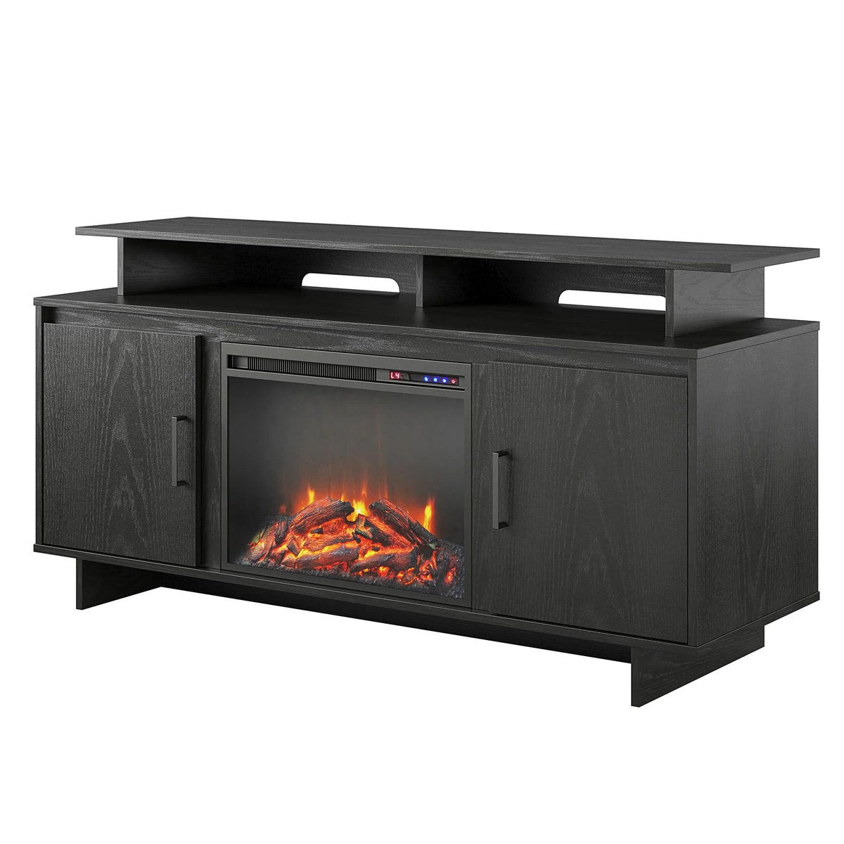 Electric Fireplace TV Console with Storage Cabinets, Black Oak C372